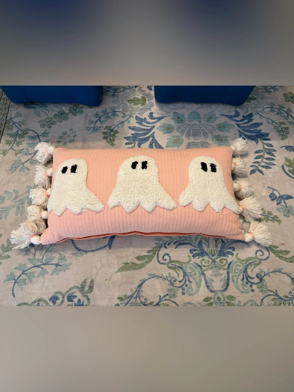 Pink Ghost Accent Pillow with Tassels - Home Accents